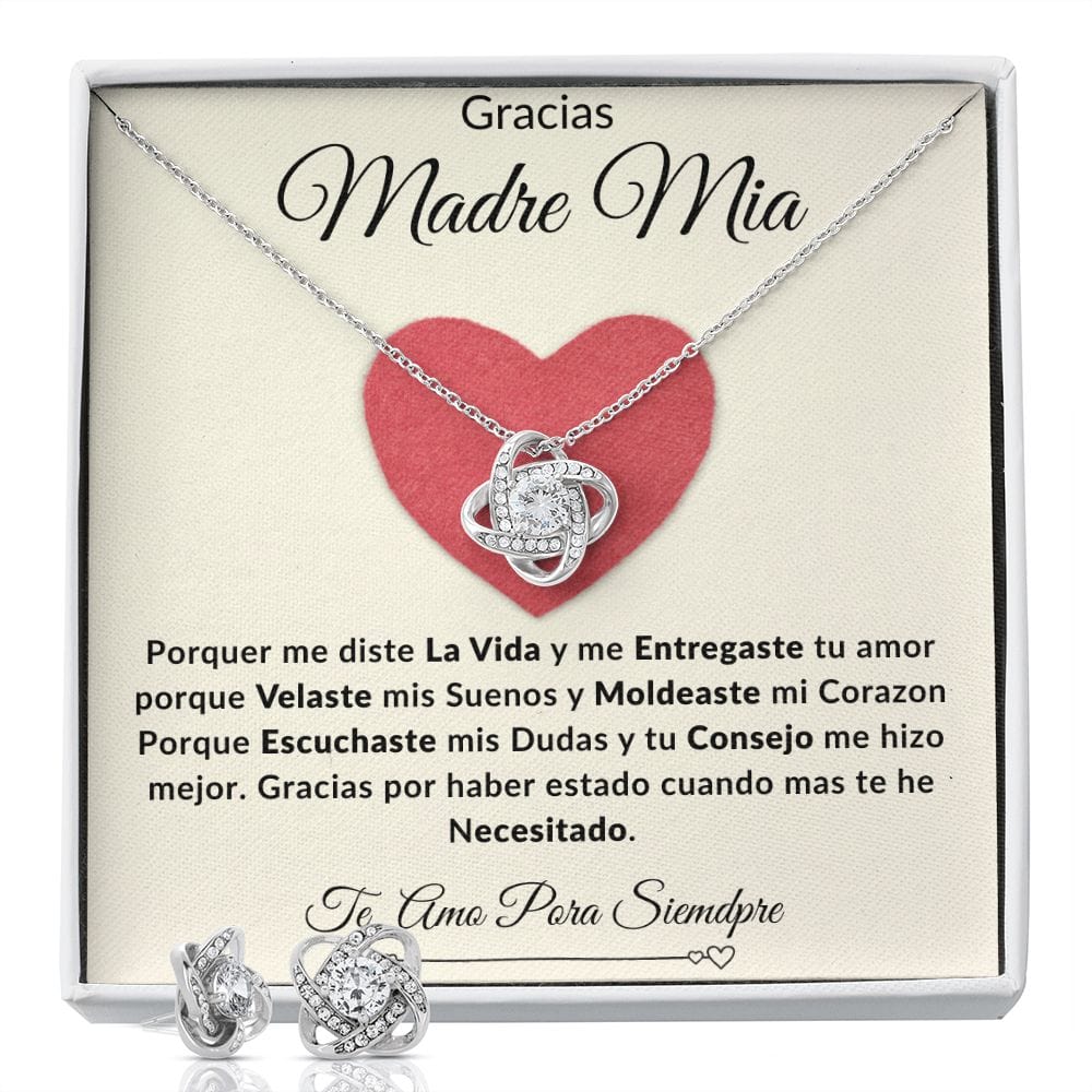 Juego de aretes y collar Love Knot-Madre