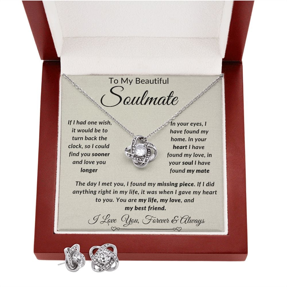Love Knot Earring And Necklace Set- Soulmate
