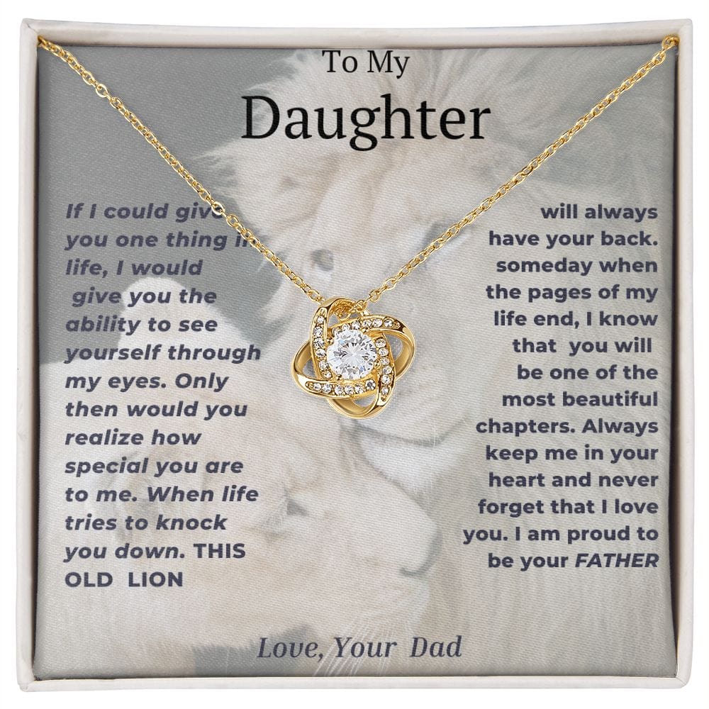 Collar Nudo de Amor Mi Hija- León/Cachorro Blanco