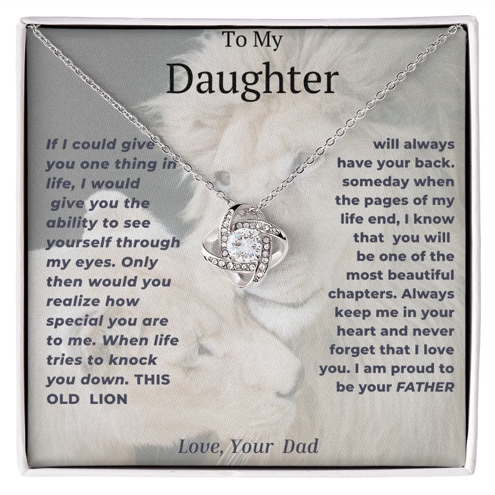 Collar Nudo de Amor Mi Hija- León/Cachorro Blanco