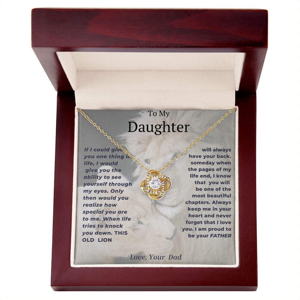 Collar Nudo de Amor Mi Hija- León/Cachorro Blanco