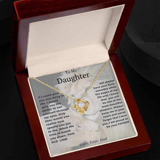 Collar Nudo de Amor Mi Hija- León/Cachorro Blanco