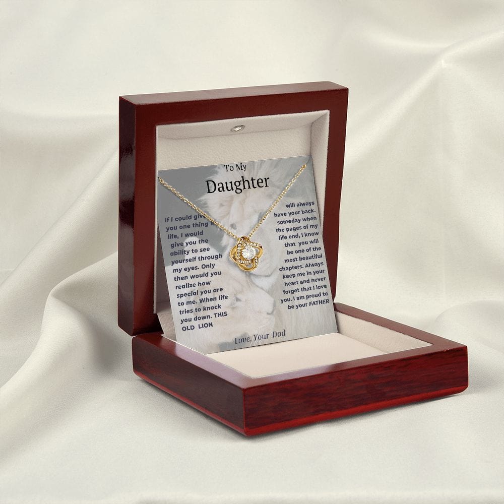 Collar Nudo de Amor Mi Hija- León/Cachorro Blanco