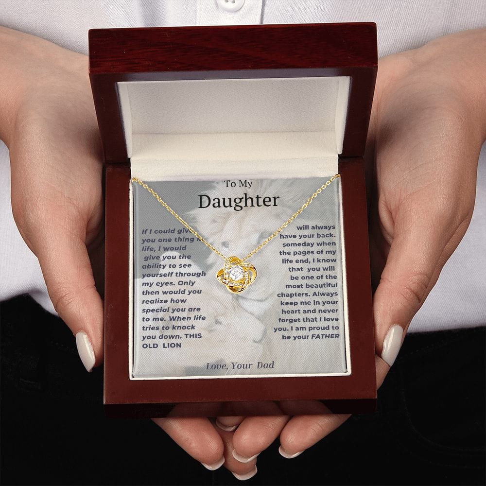 Collar Nudo de Amor Mi Hija- León/Cachorro Blanco