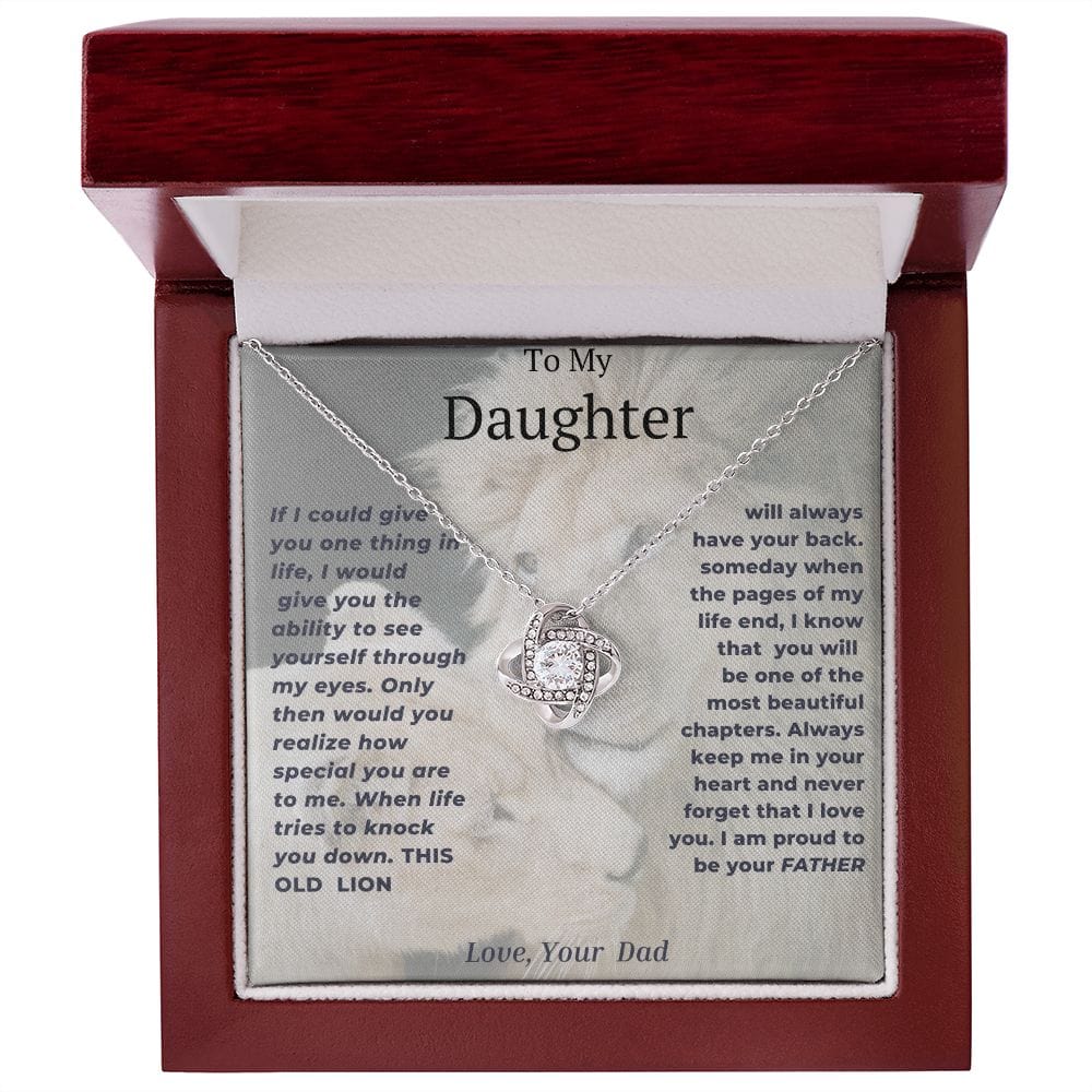 Collar Nudo de Amor Mi Hija- León/Cachorro Blanco