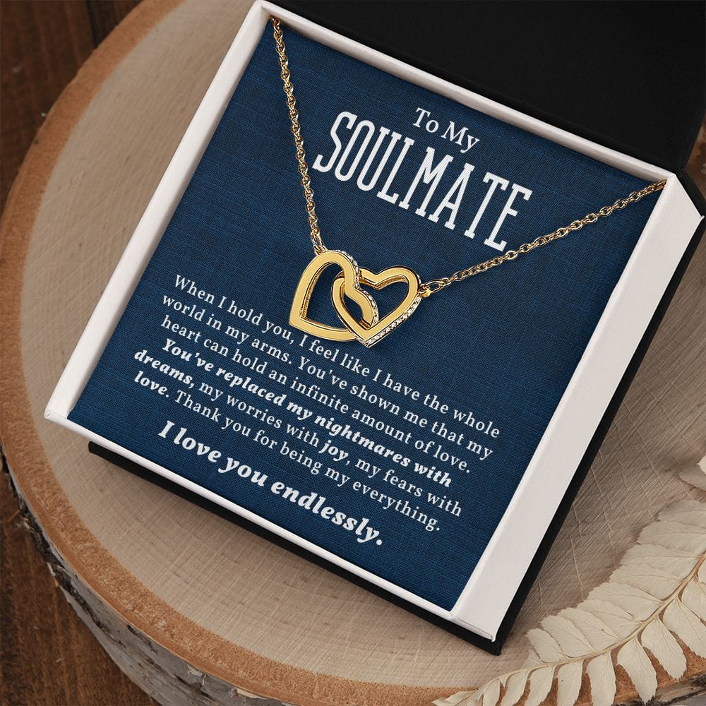 Alma gemela te amo infinitamente- Collar de corazones entrelazados