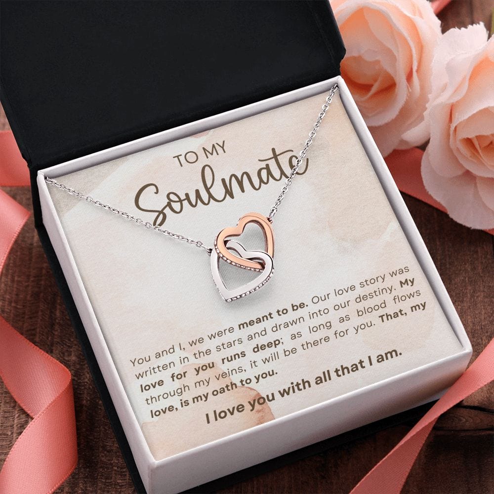 Soulmate- We Were Meant To Be-  Interlocking Hearts Necklace