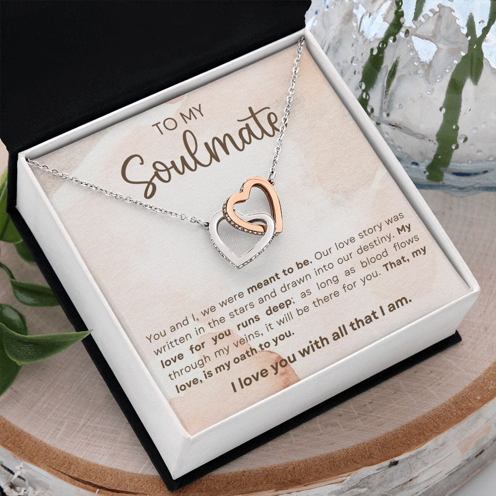 Soulmate- We Were Meant To Be-  Interlocking Hearts Necklace