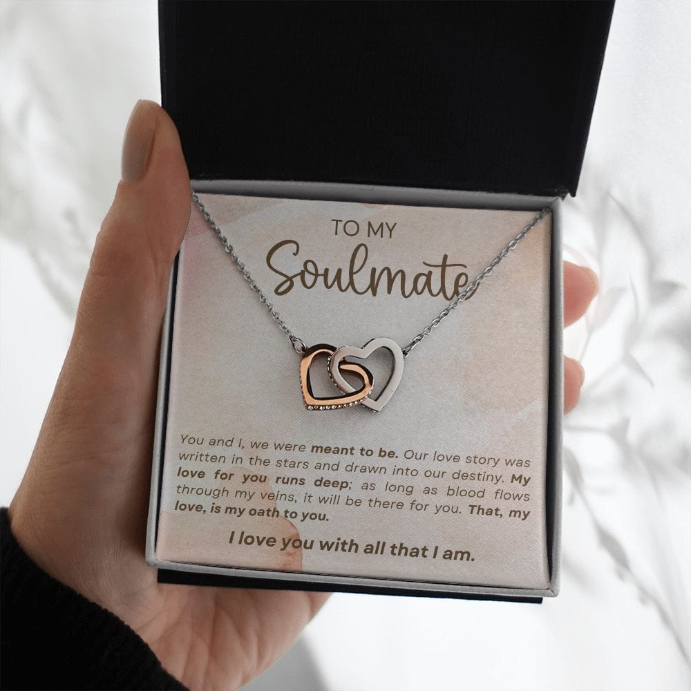 Soulmate- We Were Meant To Be-  Interlocking Hearts Necklace