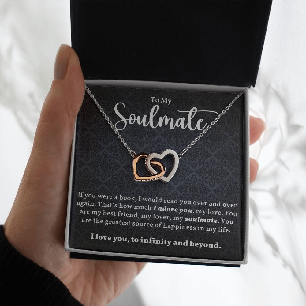Soulmate- I Love You To Infinity And Beyond- Interlocking Hearts Necklace