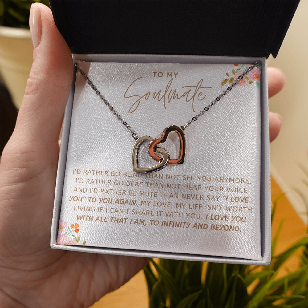 Alma gemela- Te amo con todo lo que soy- Collar de corazones entrelazados
