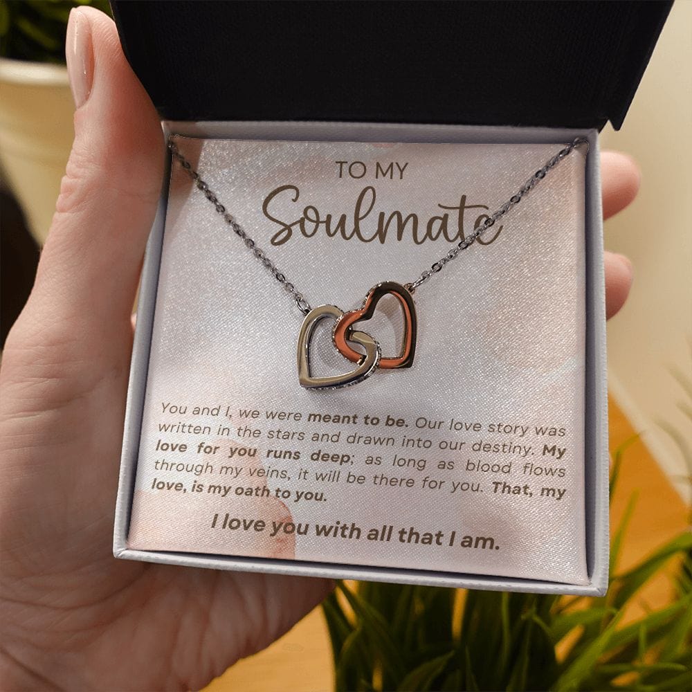 Soulmate- We Were Meant To Be-  Interlocking Hearts Necklace