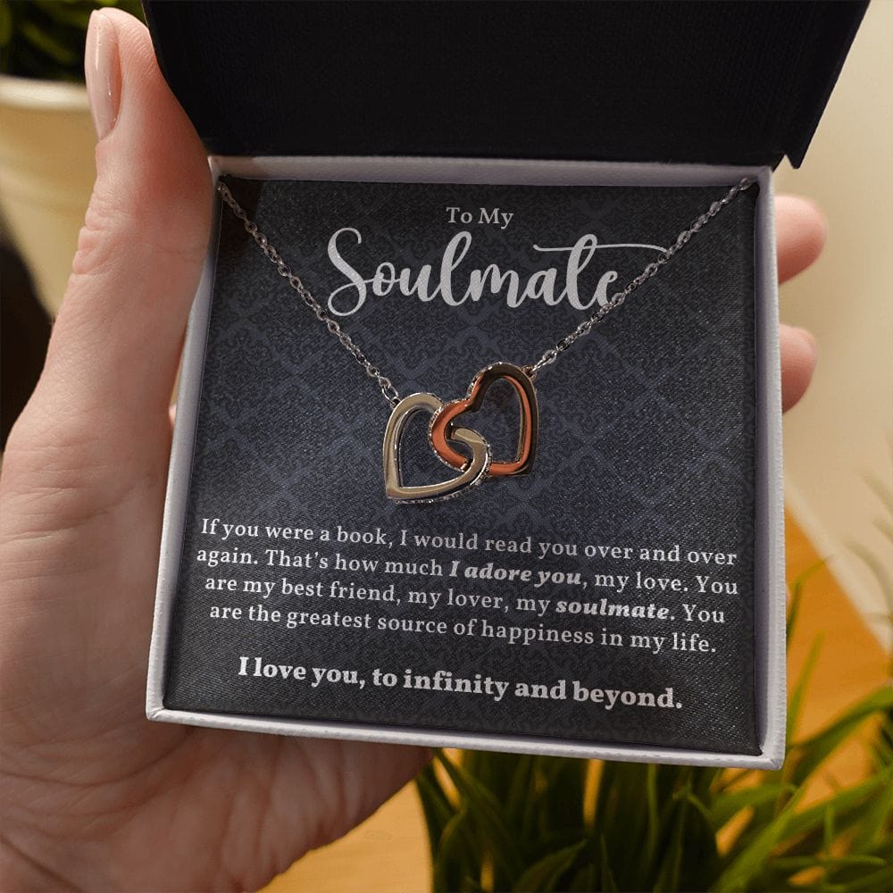 Soulmate- I Love You To Infinity And Beyond- Interlocking Hearts Necklace