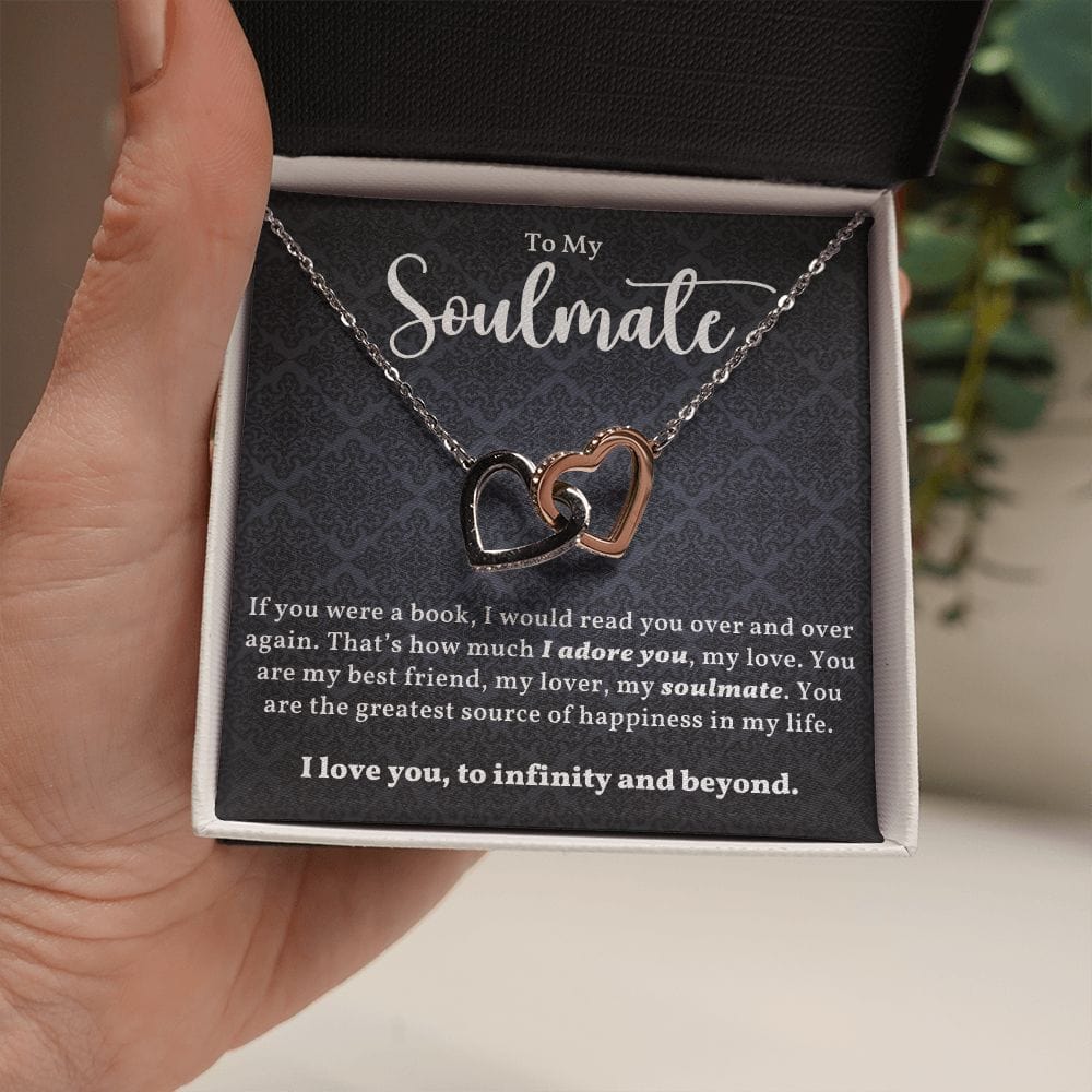 Soulmate- I Love You To Infinity And Beyond- Interlocking Hearts Necklace