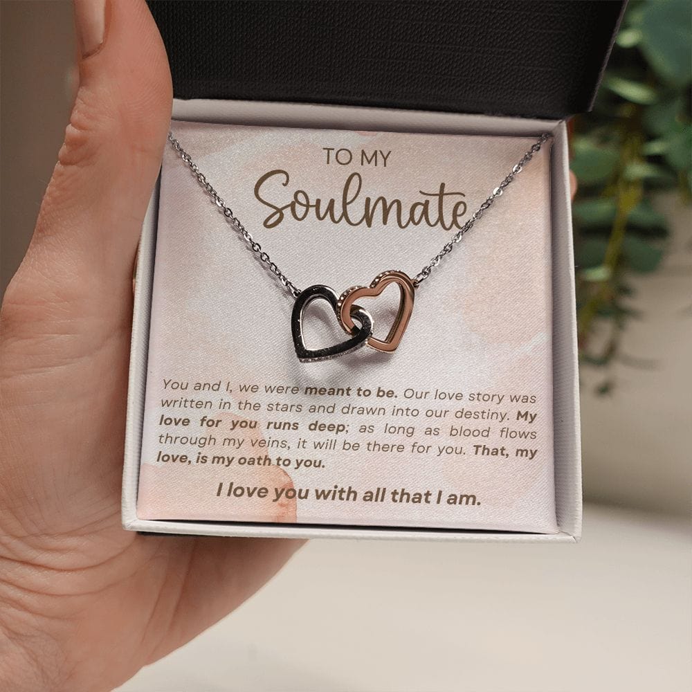 Soulmate- We Were Meant To Be-  Interlocking Hearts Necklace