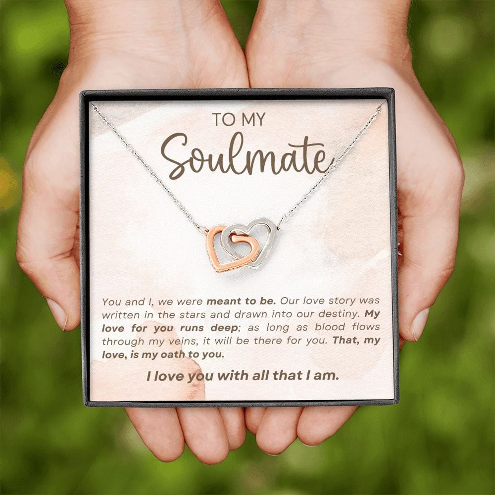 Soulmate- We Were Meant To Be-  Interlocking Hearts Necklace