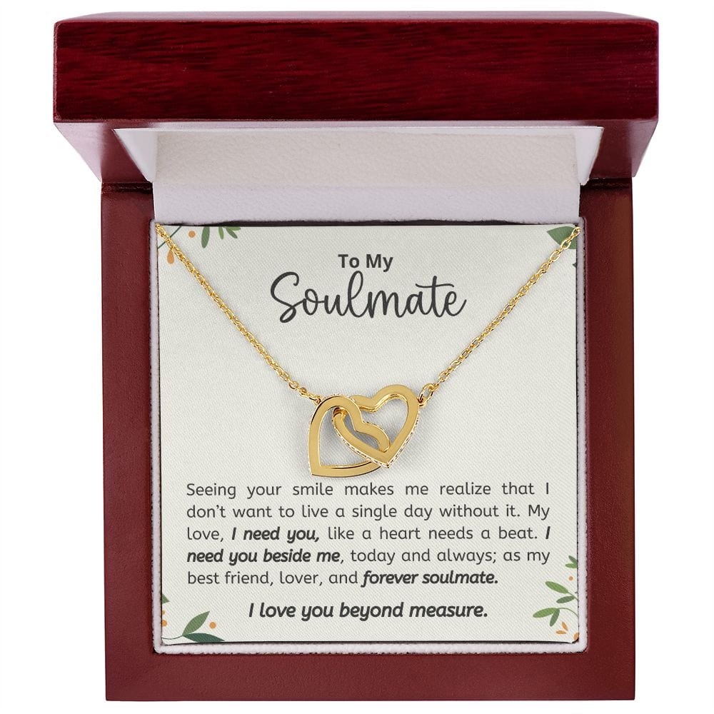 Alma gemela- Te necesito a mi lado- Collar de corazones entrelazados