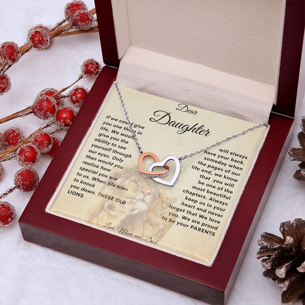 Querida hija* Collar de corazones entrelazados*Mamá y papá