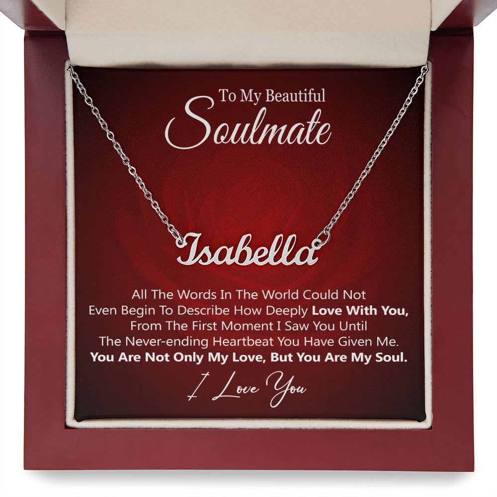 Personalized Name Necklace w/Card- Beautiful Soulmate