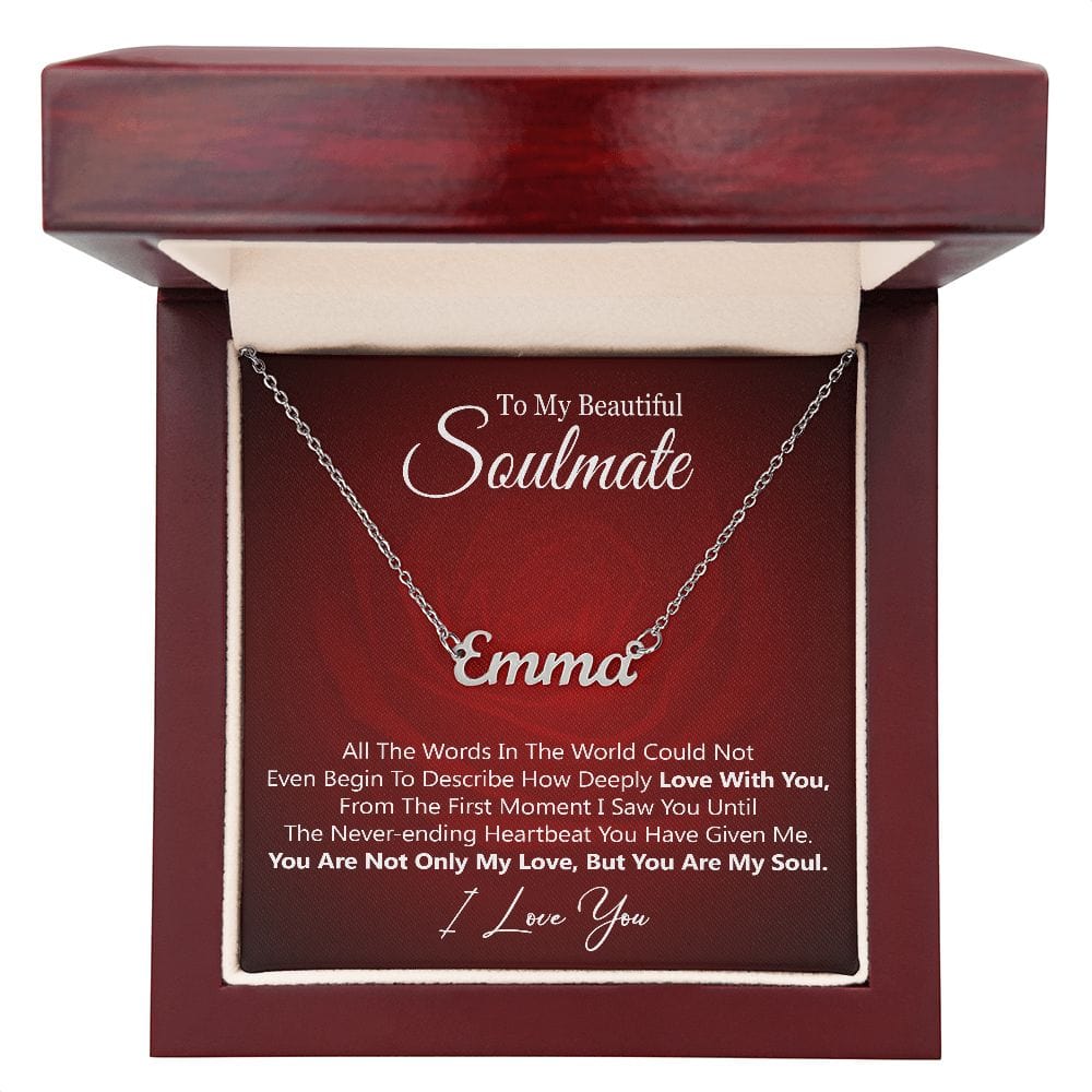 Personalized Name Necklace w/Card- Beautiful Soulmate