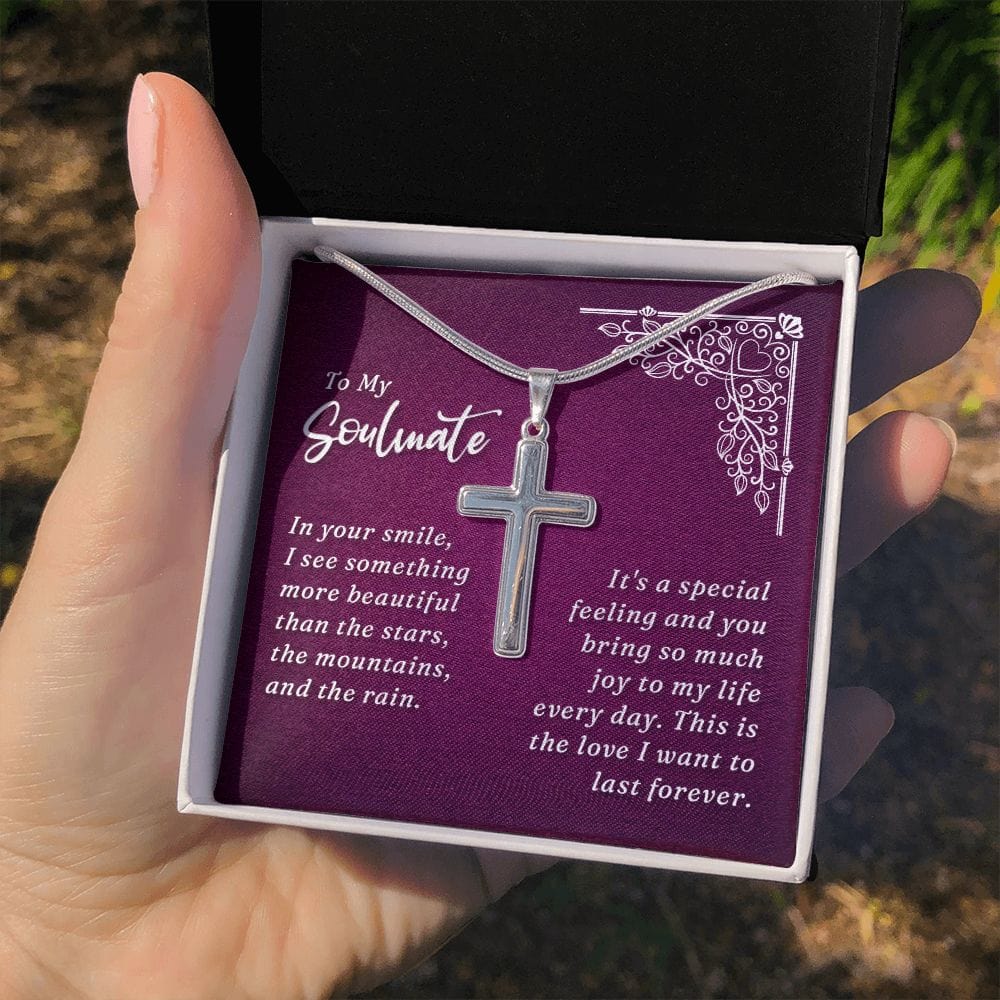 A mi alma gemela: en tu sonrisa - Collar cruzado de acero inoxidable con cadena de serpiente