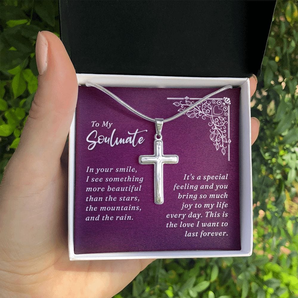 A mi alma gemela: en tu sonrisa - Collar cruzado de acero inoxidable con cadena de serpiente