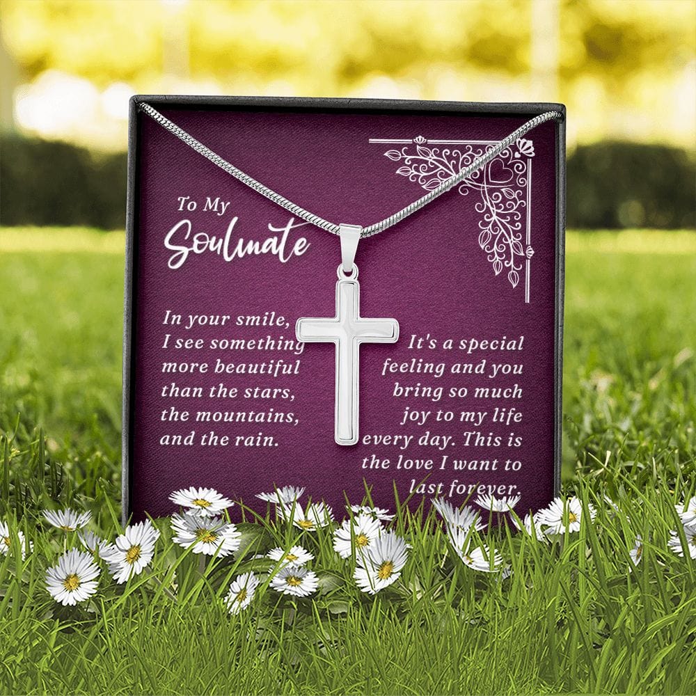 A mi alma gemela: en tu sonrisa - Collar cruzado de acero inoxidable con cadena de serpiente