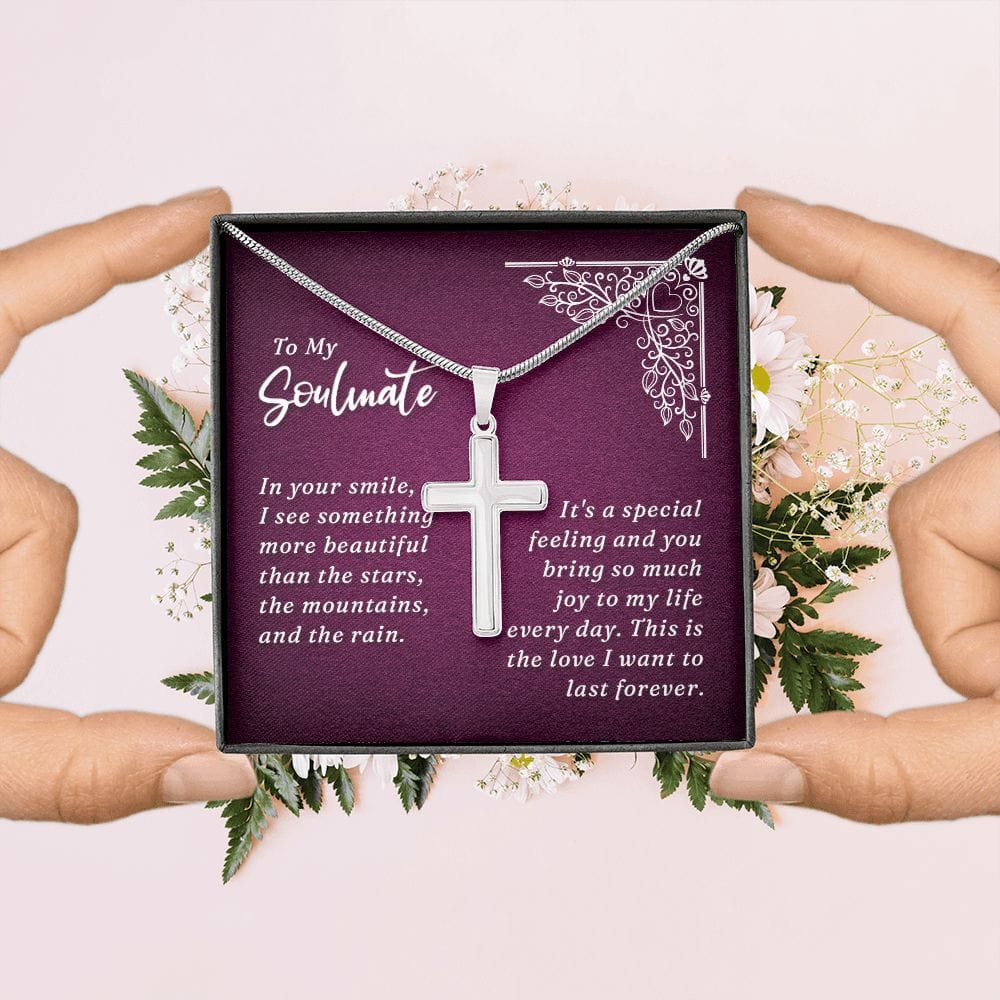 A mi alma gemela: en tu sonrisa - Collar cruzado de acero inoxidable con cadena de serpiente