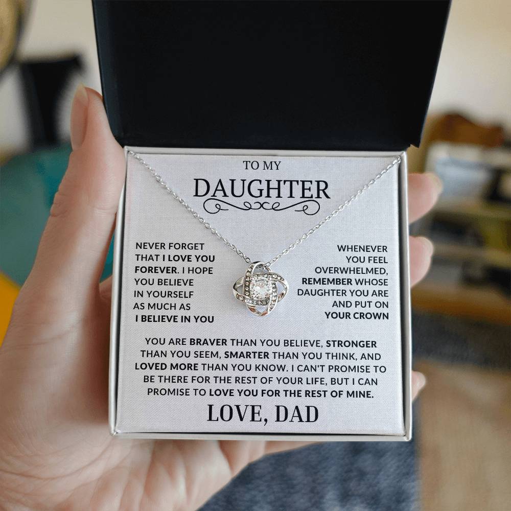 To My Daughter-Never Forget That I Love You - Love Knot Necklace