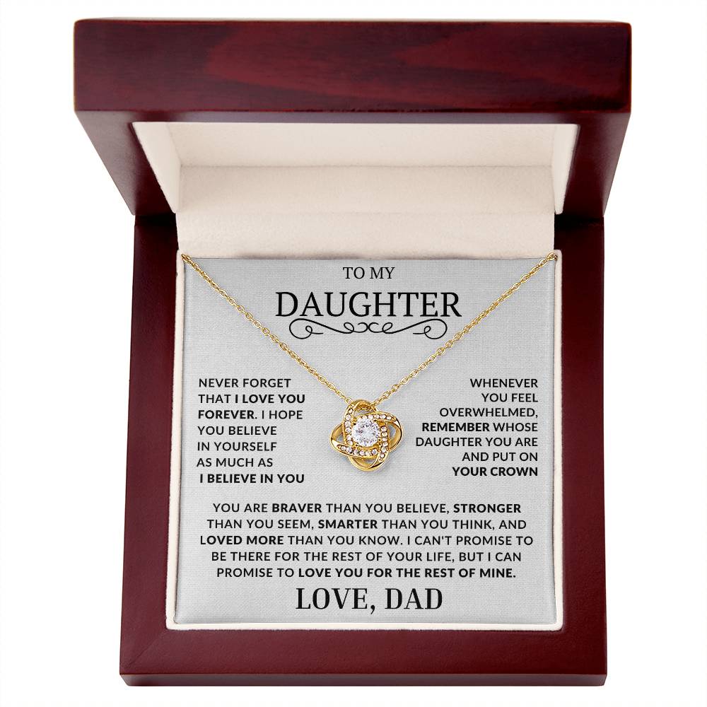 To My Daughter-Never Forget That I Love You - Love Knot Necklace