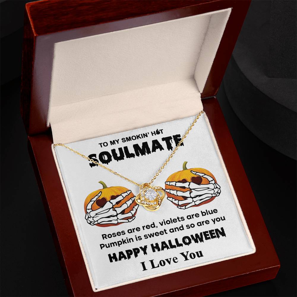 Collar de nudo de amor de calabaza dulce alma gemela