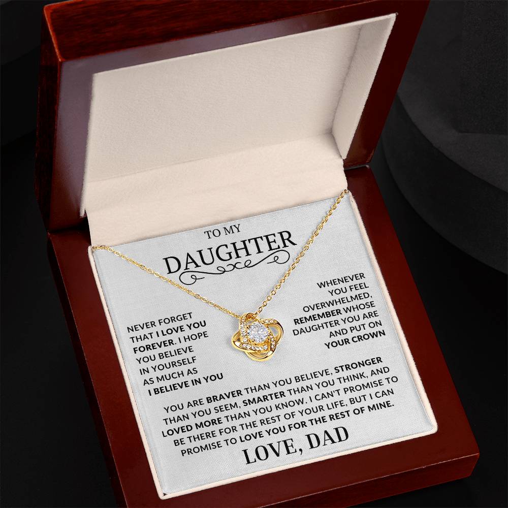 To My Daughter-Never Forget That I Love You - Love Knot Necklace