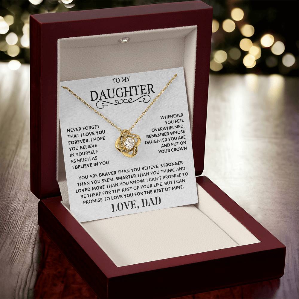 To My Daughter-Never Forget That I Love You - Love Knot Necklace