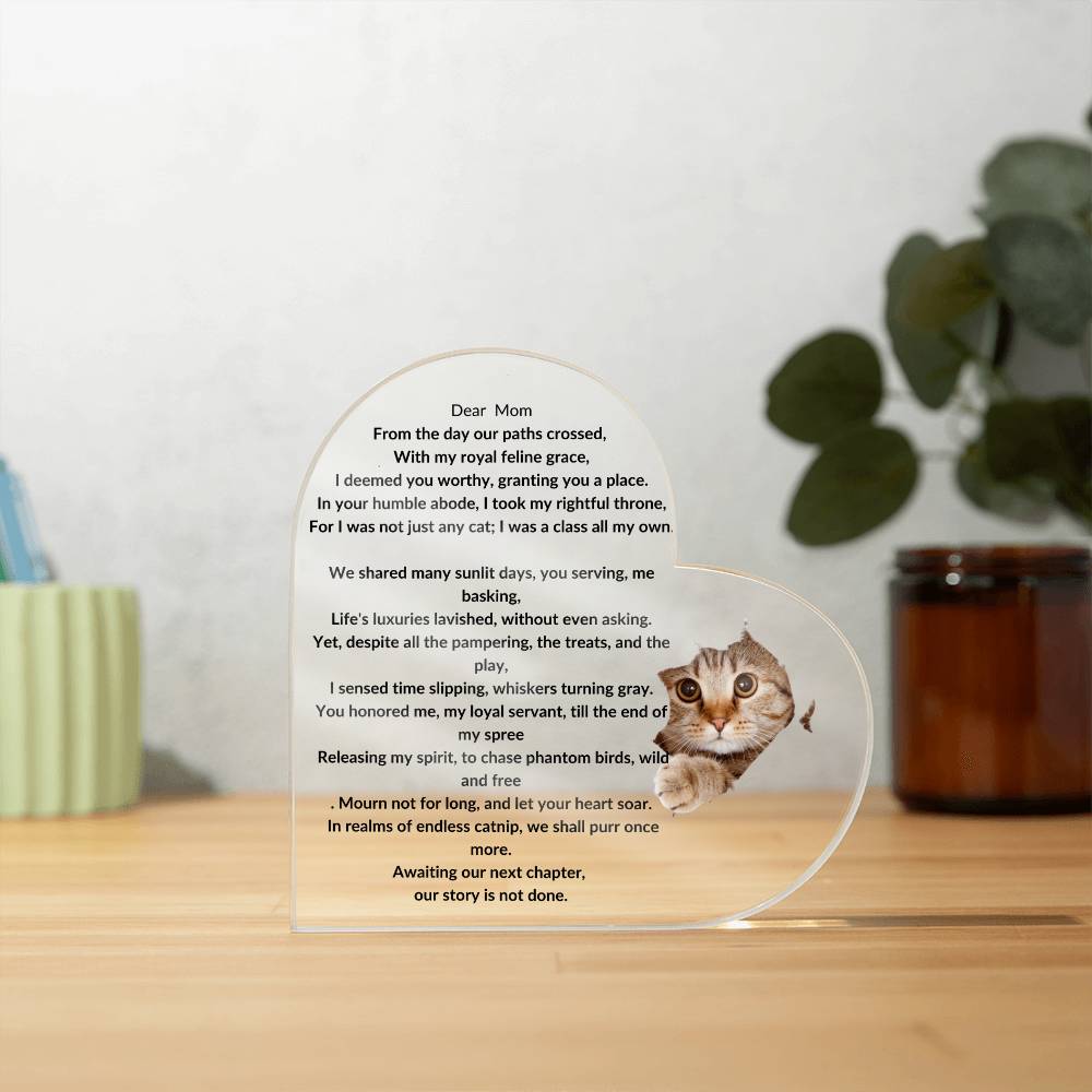 Placa conmemorativa de acrílico del gato