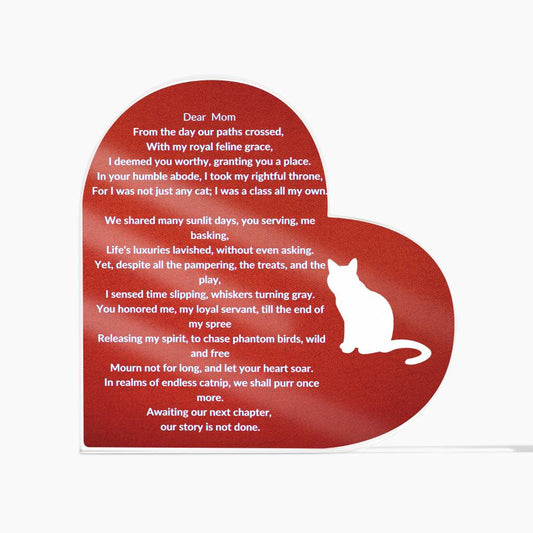 Querida mamá Placa conmemorativa de acrílico para gatos