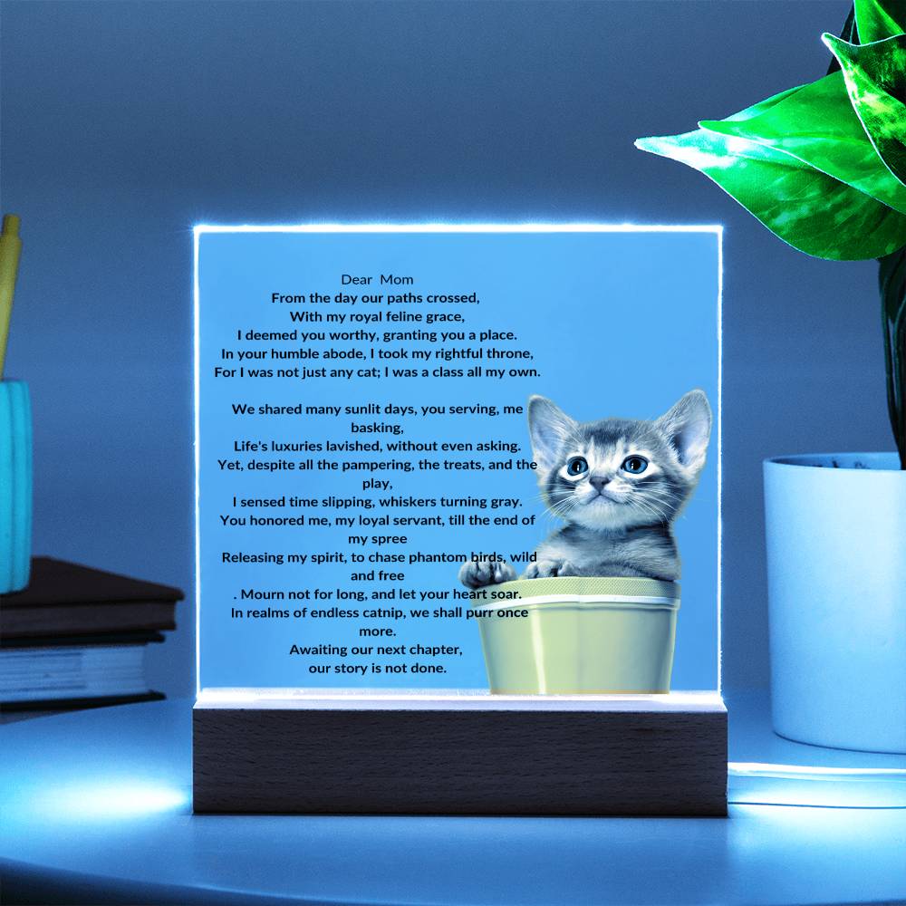 Placa acrílica del gato conmemorativo
