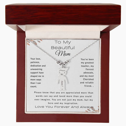 A mi hermosa mamá-Collar con dije personalizado para niños