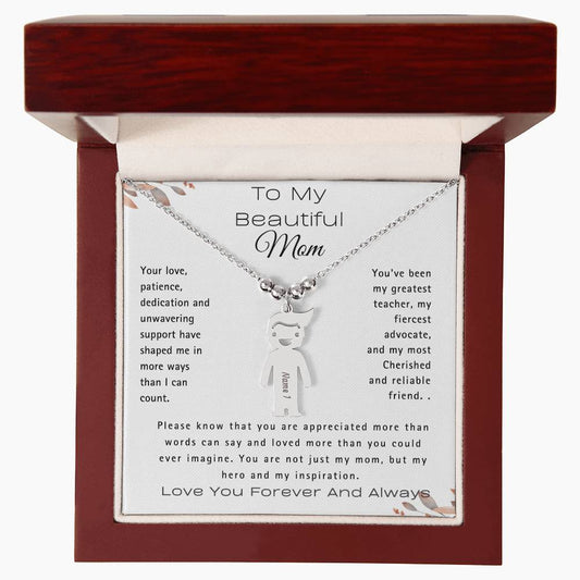 A mi hermosa mamá-Collar con dije personalizado para niños