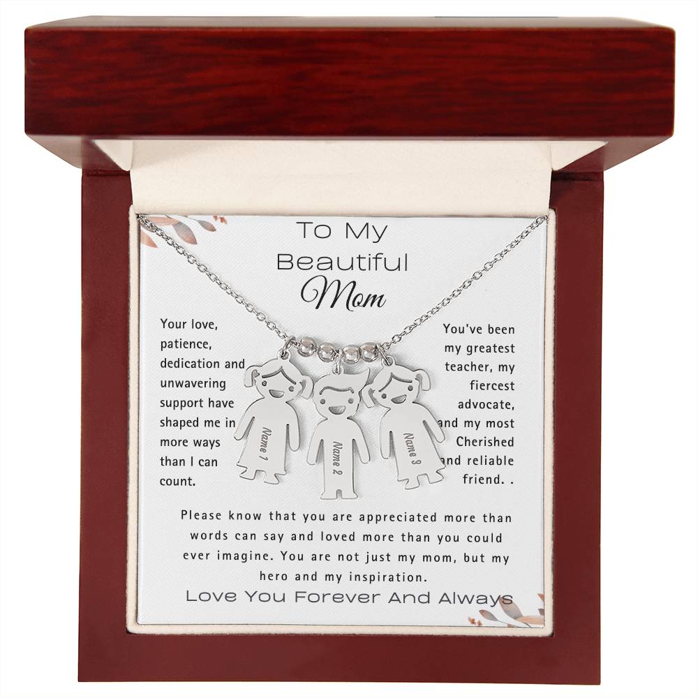 A mi hermosa mamá-Collar con dije personalizado para niños