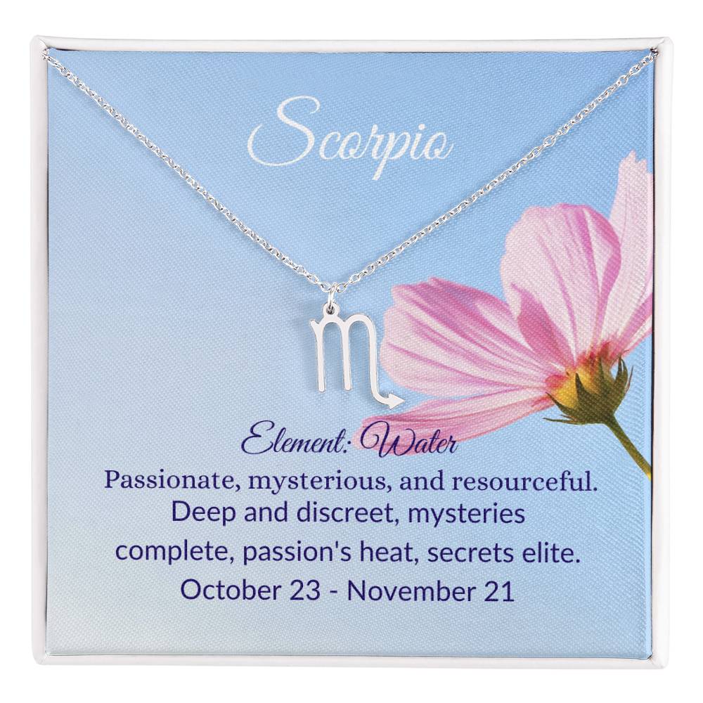 Collar de signo del zodíaco Escorpio- Rosa rosa