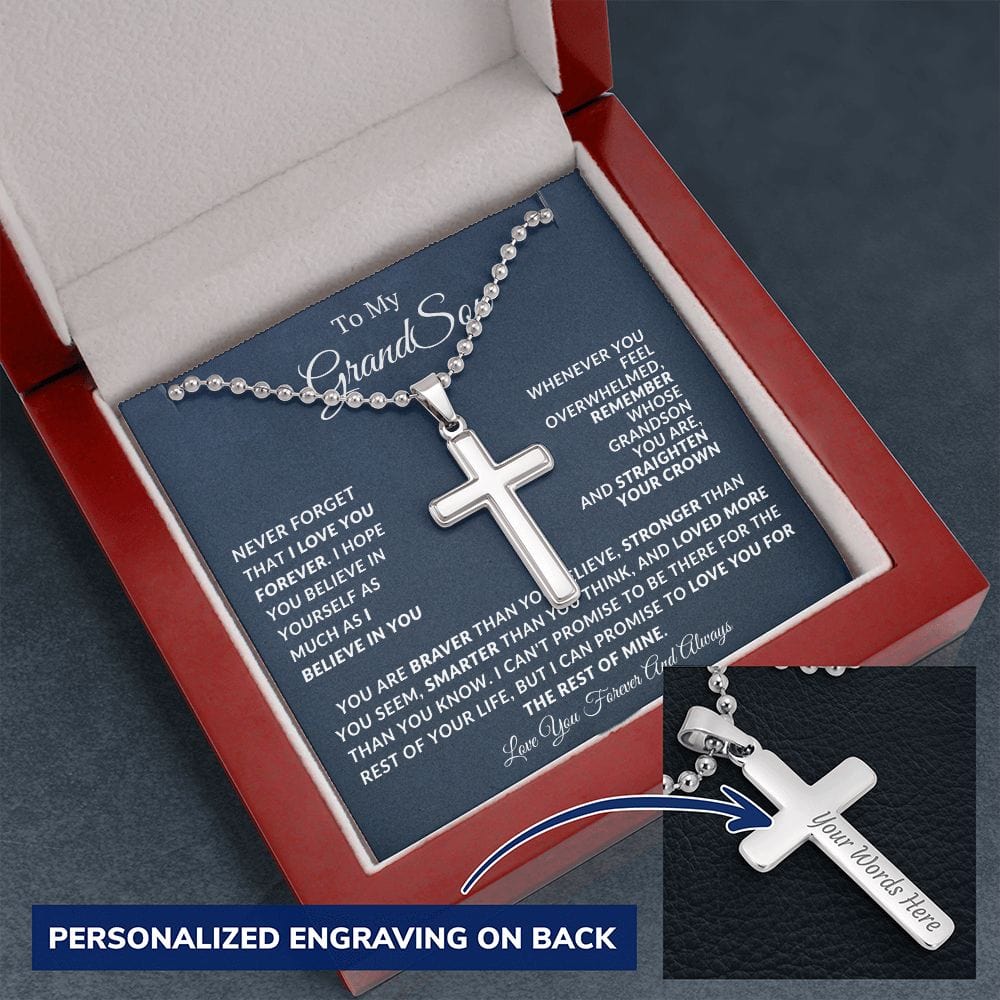 Cruz Personalizada Con Cadena De Bolas Para Nieto