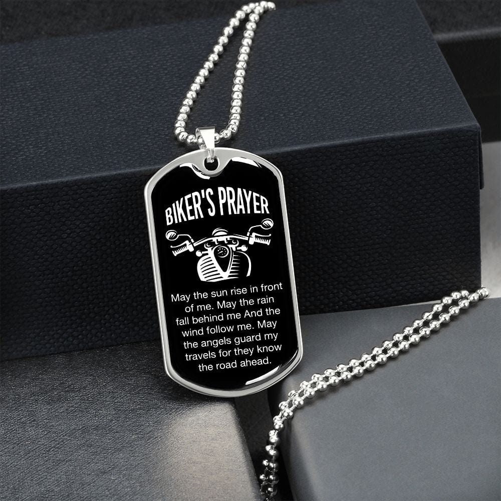 Cadena y etiqueta para perro de estilo militar de lujo de Biker's Prayer