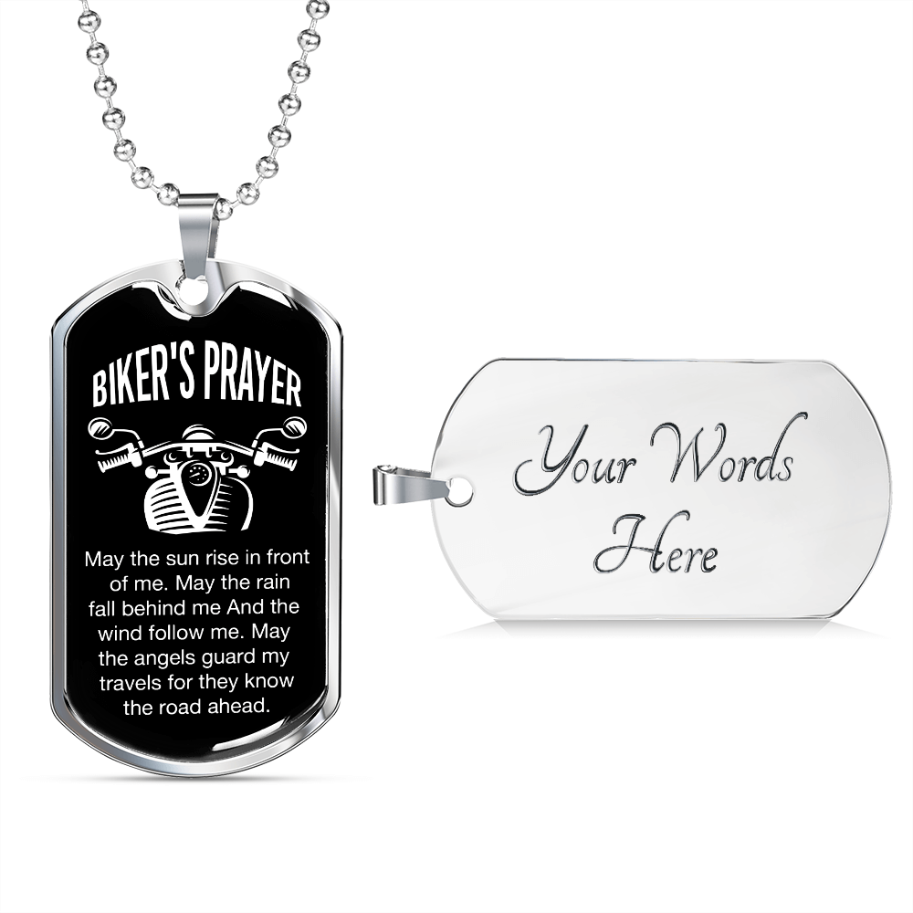 Cadena y etiqueta para perro de estilo militar de lujo de Biker's Prayer
