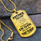 Padre e hijo, no siempre cara a cara: placa y cadena para perros de lujo de estilo militar