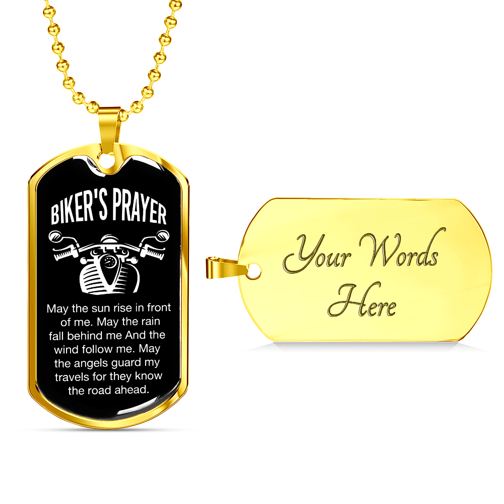 Cadena y etiqueta para perro de estilo militar de lujo de Biker's Prayer
