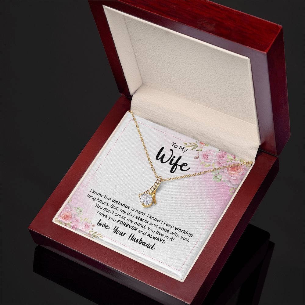 Para mi esposa, sé que la distancia es difícil: collar de belleza seductor