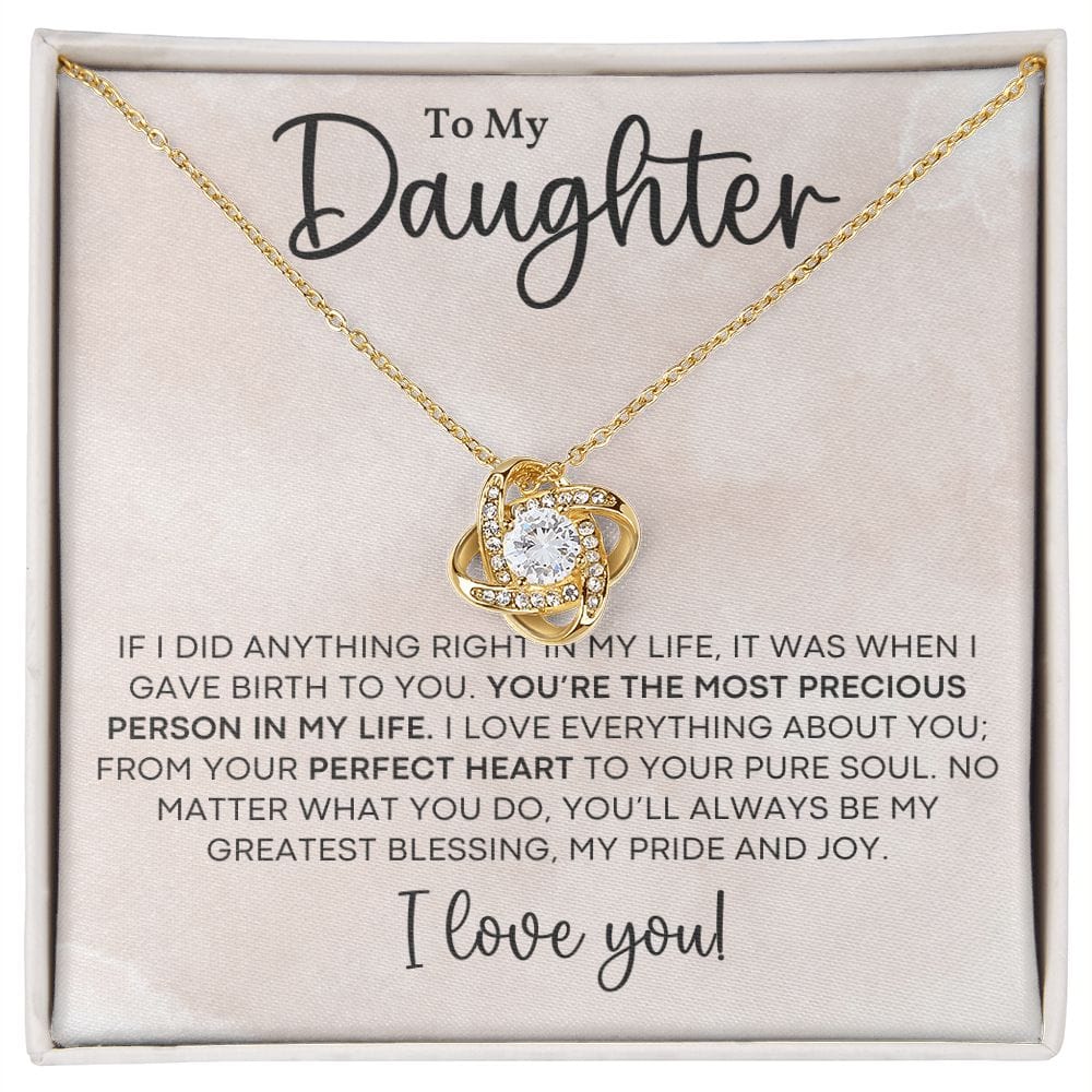 Mi hija- La persona más preciada-Collar con nudo de amor 