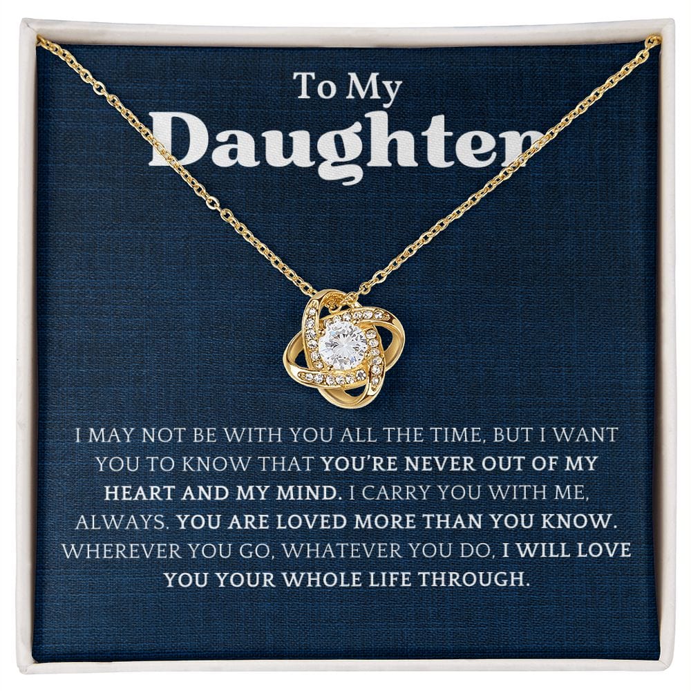 Para mi hija, nunca fuera de mi corazón, collar con nudo de amor 