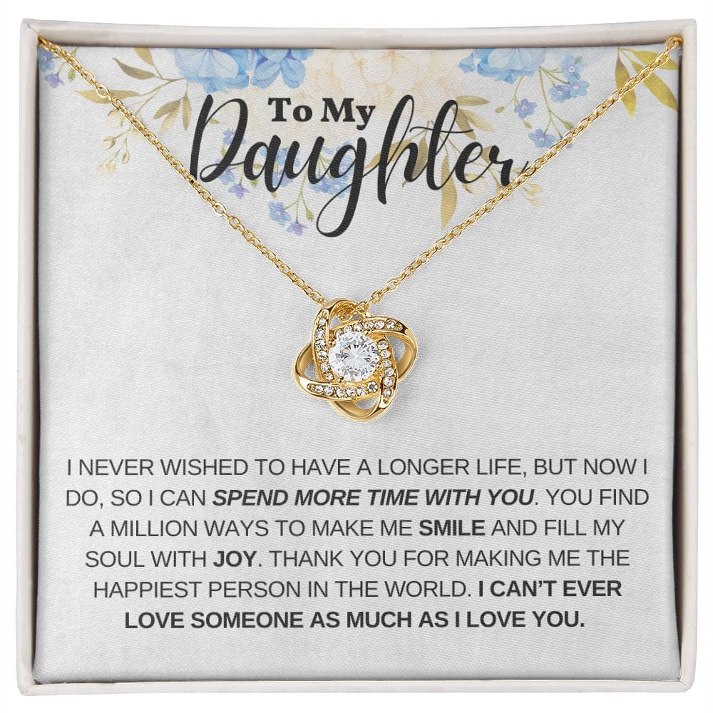 A mi hija: llenas mi corazón de alegría: collar con nudo de amor 