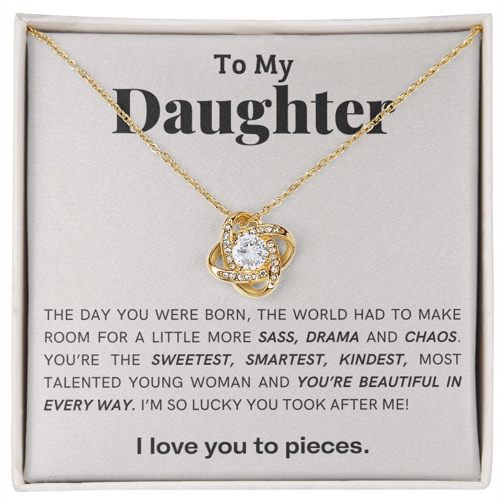 Para mi hija- Te amo en pedazos- Collar de nudo de amor 